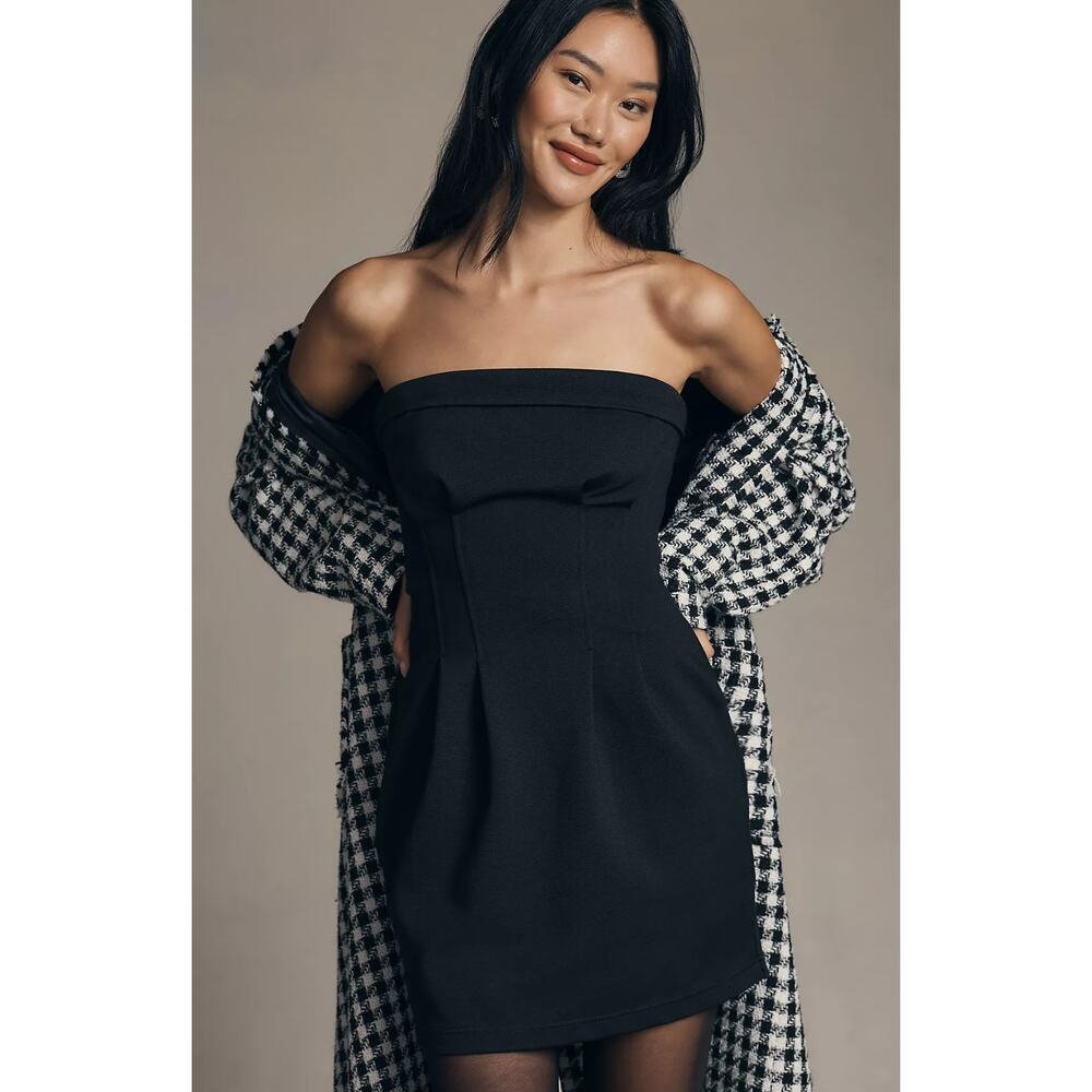NWT Anthropologie Strapless Black Mini Dress - Size 2 - Picture 2 of 5